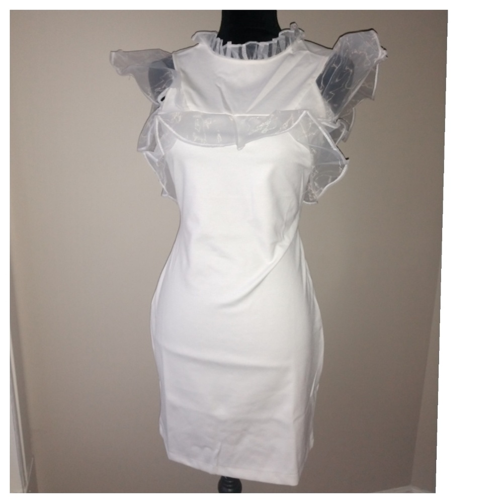 White Ruffle Dress - Picture 3 of 7